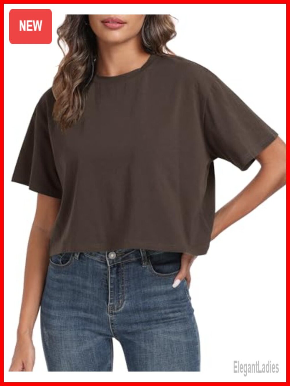 Oversized Workout Cropped T Shirt Crew Neck Short Sleeve Loose Fit Cotton Crop